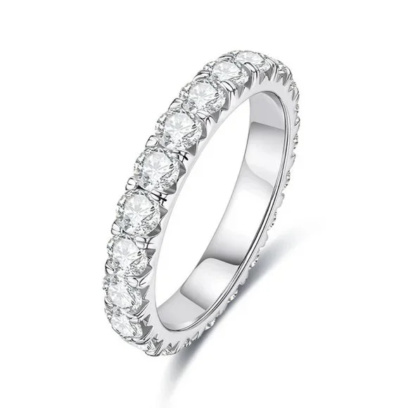 #Certified 2~3 ct. t.w. 3mm Moissanite Diamond Full Eternity Band Ring NEW